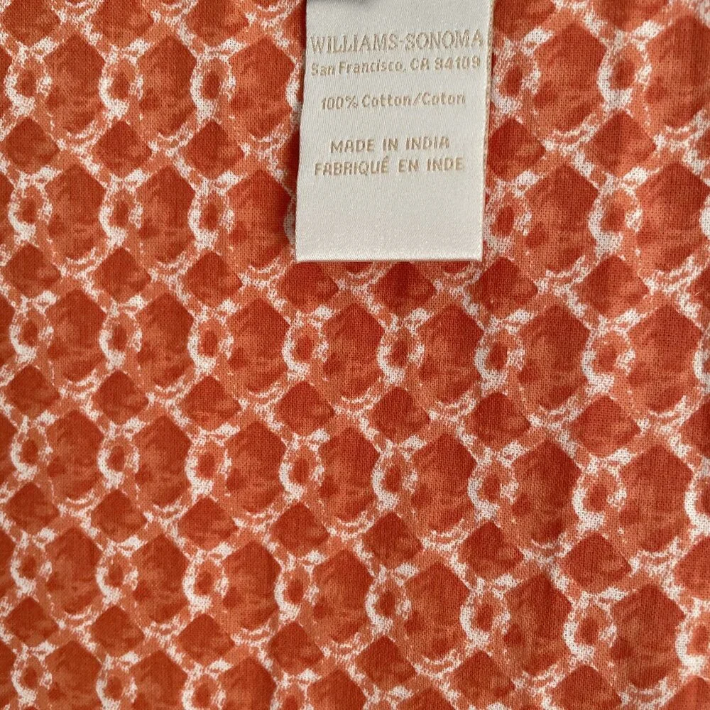 NWOT Williams Sonoma Kitchen Dining Place Mat SET of 2 Burnt Orange Cotton Print